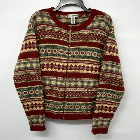 L.L. Bean Sweaters Vintage Ll Bean Womens Wool Fair Isle Full Zip Sweater Cardigan Poshmark